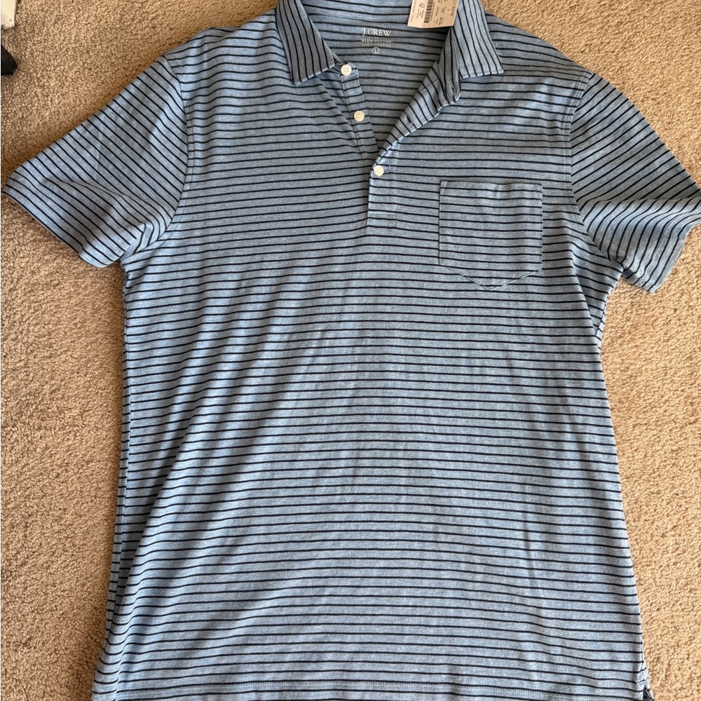 J. Crew Blue Striped Polo Shirt with Nautical-Inspired Design